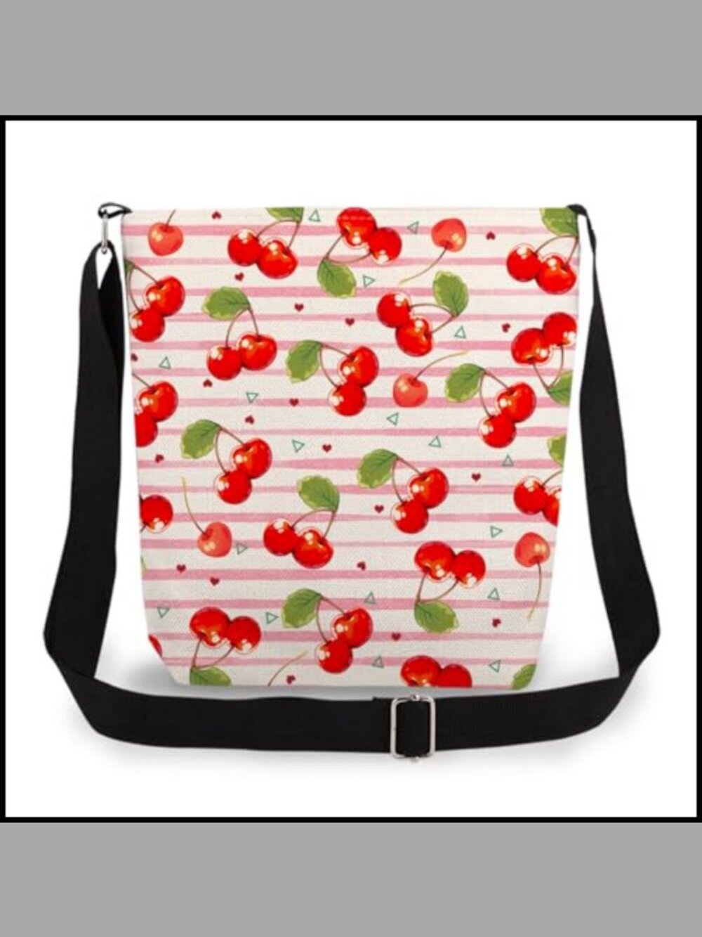 Adjustable Strap Printed Crossbody Satchel Purse Lightweight Canvas-Feel